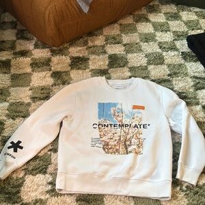 Topman White Crewneck Sweater with Graphic Design